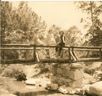 2351-5-372402 Three Girls Boykin Creek Bridge - Angelina National Forest 1938 by United States Forest Service